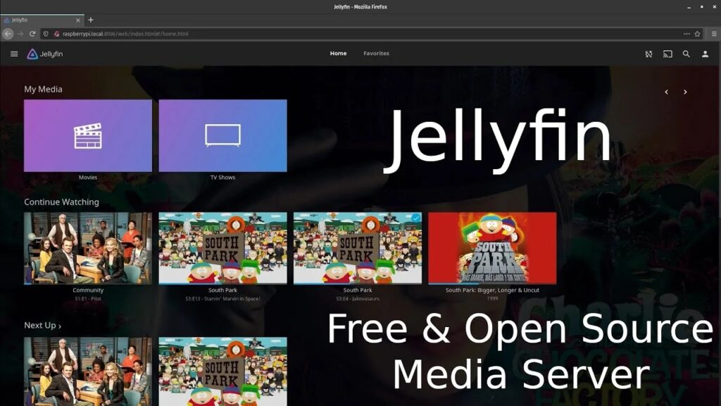 Ukážka rozhrania Jellyfin